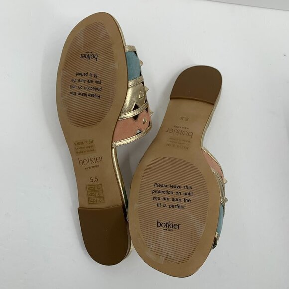 Botkier New York Maeva pastel sandal flat slides gold metallic blue pink new 5.5 - Picture 8 of 8